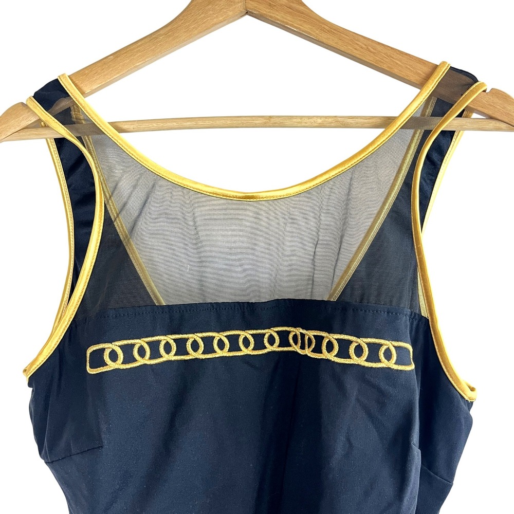 NWOT Maxine of Hollywood Chain Detail Swimsuit 22 Black Gold One Piece Mob Wife - Picture 2 of 9